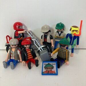 Vintage Mixed Lot of 7 Play Mobile 90s Figures Geobra Biker Robber Snorkeler